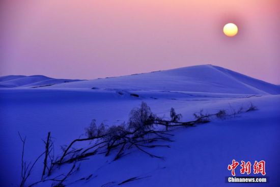 新疆塔克拉玛干沙漠雪景展现极致之美